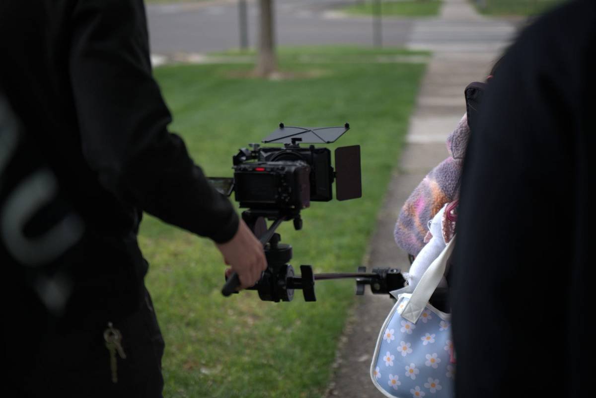 Camera operator with a gimbal rig on location